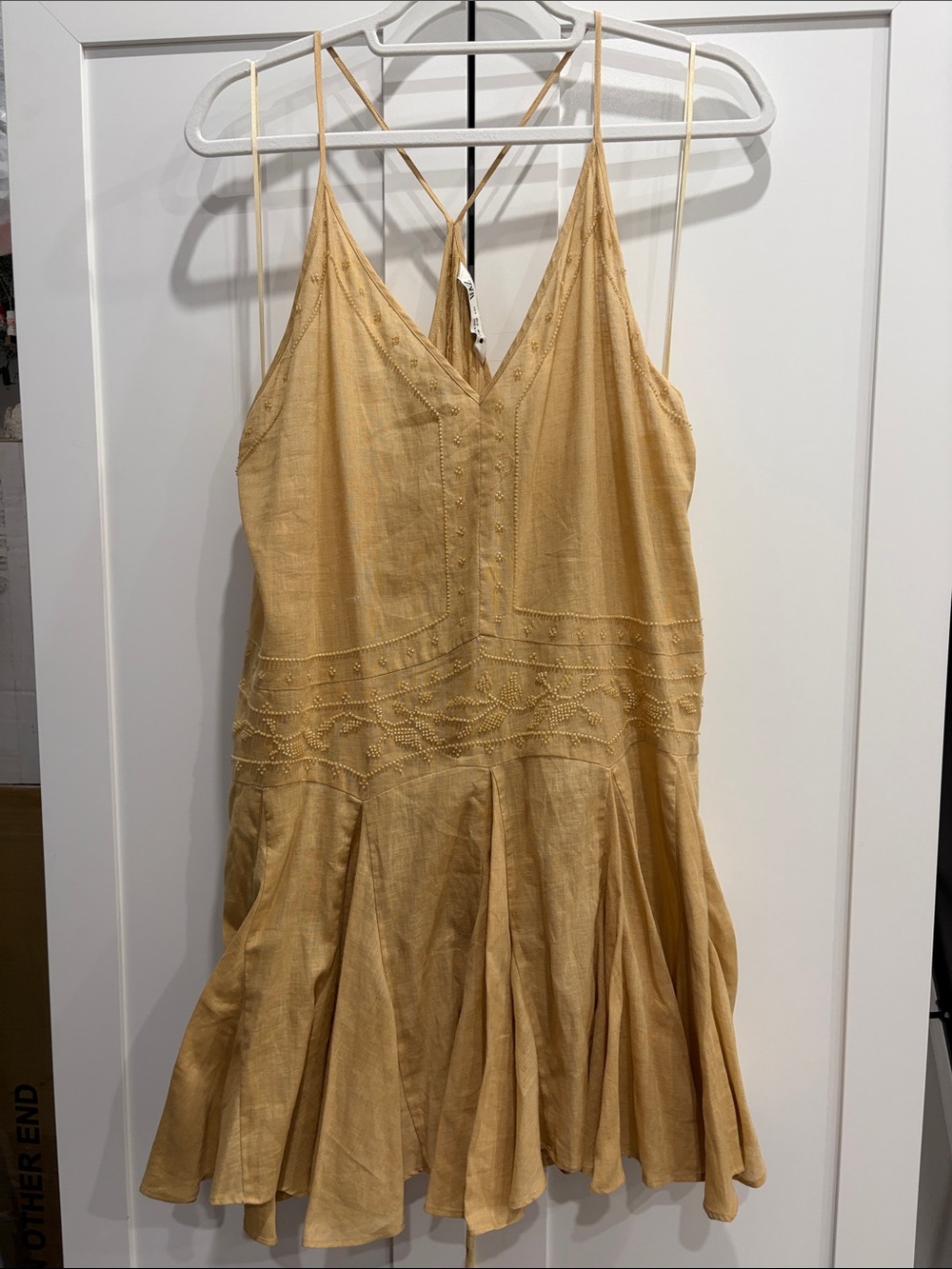 Zara Mustard Spaghetti Strap Mini Dress